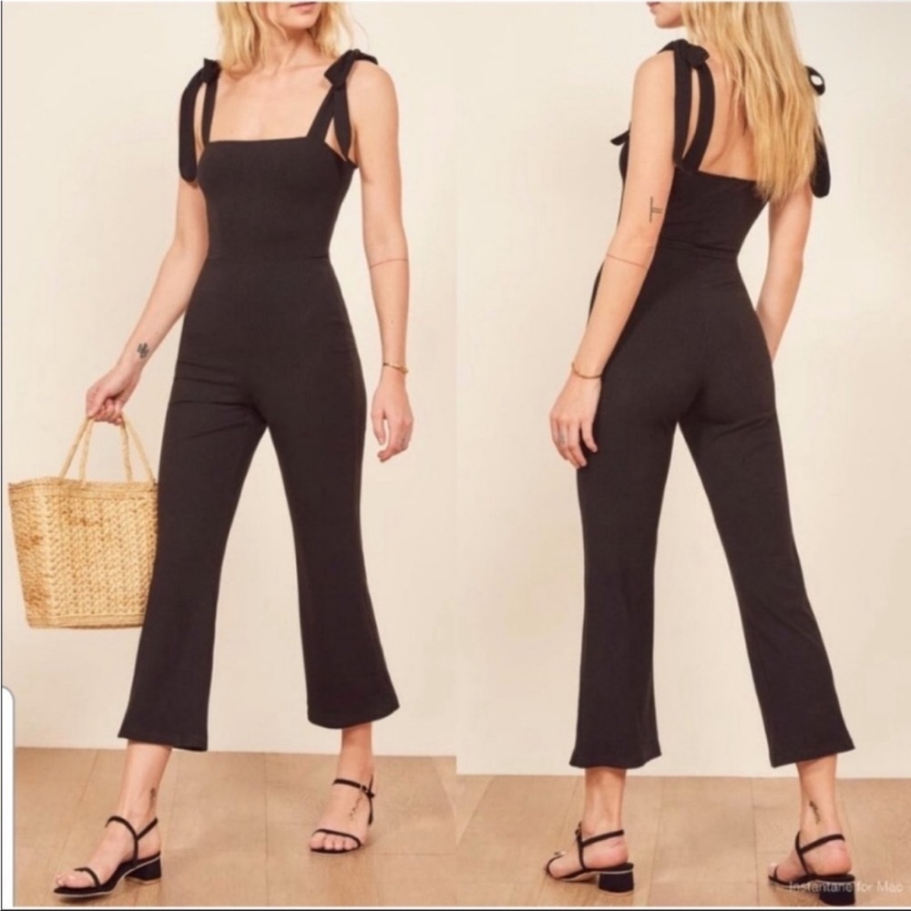NWOT Reformation Jeans black sleeveless jumpsuit size L - Picture 2 of 11